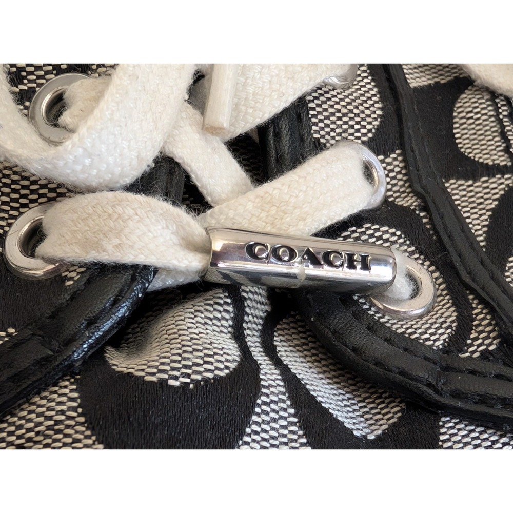 Coach Francesca Black Signature C Sneakers Women's Size 9B A5012 Canvas Leather - Picture 6 of 11